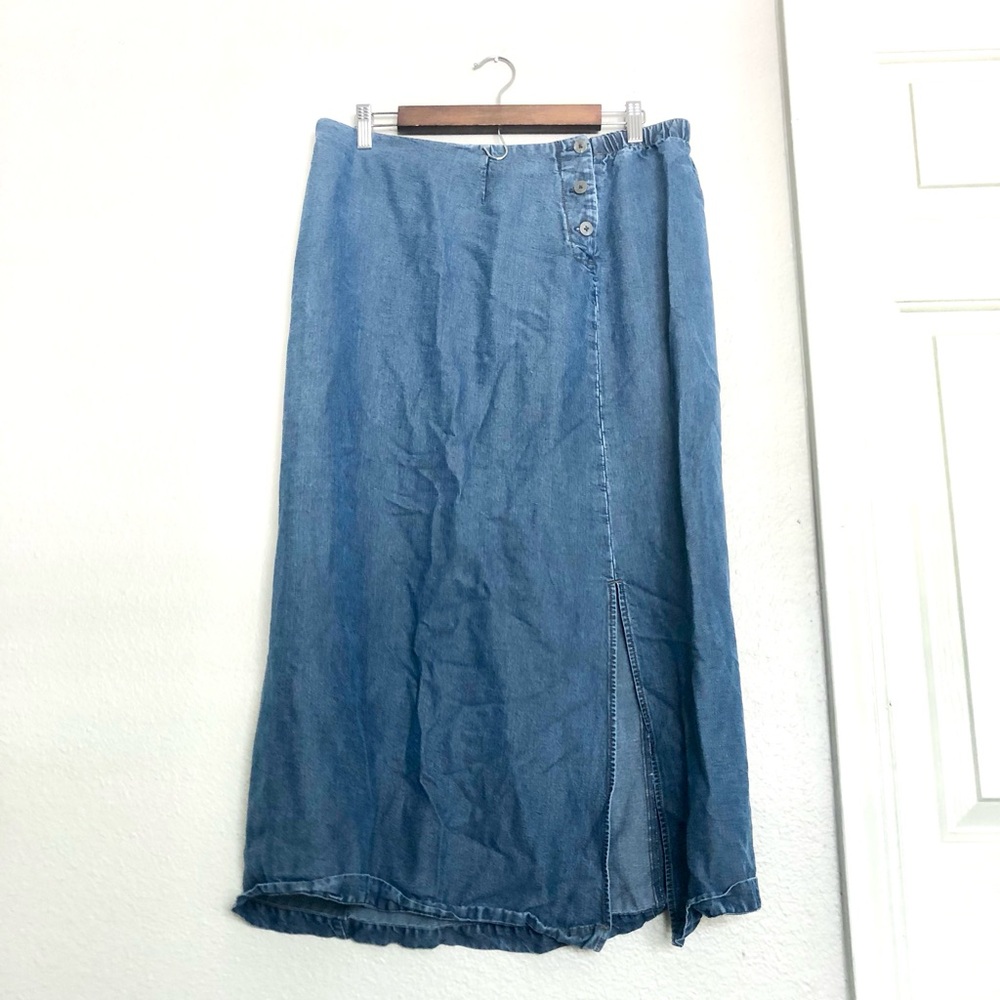 Cherokee Blue Denim Maxi Skirt with Front Slit